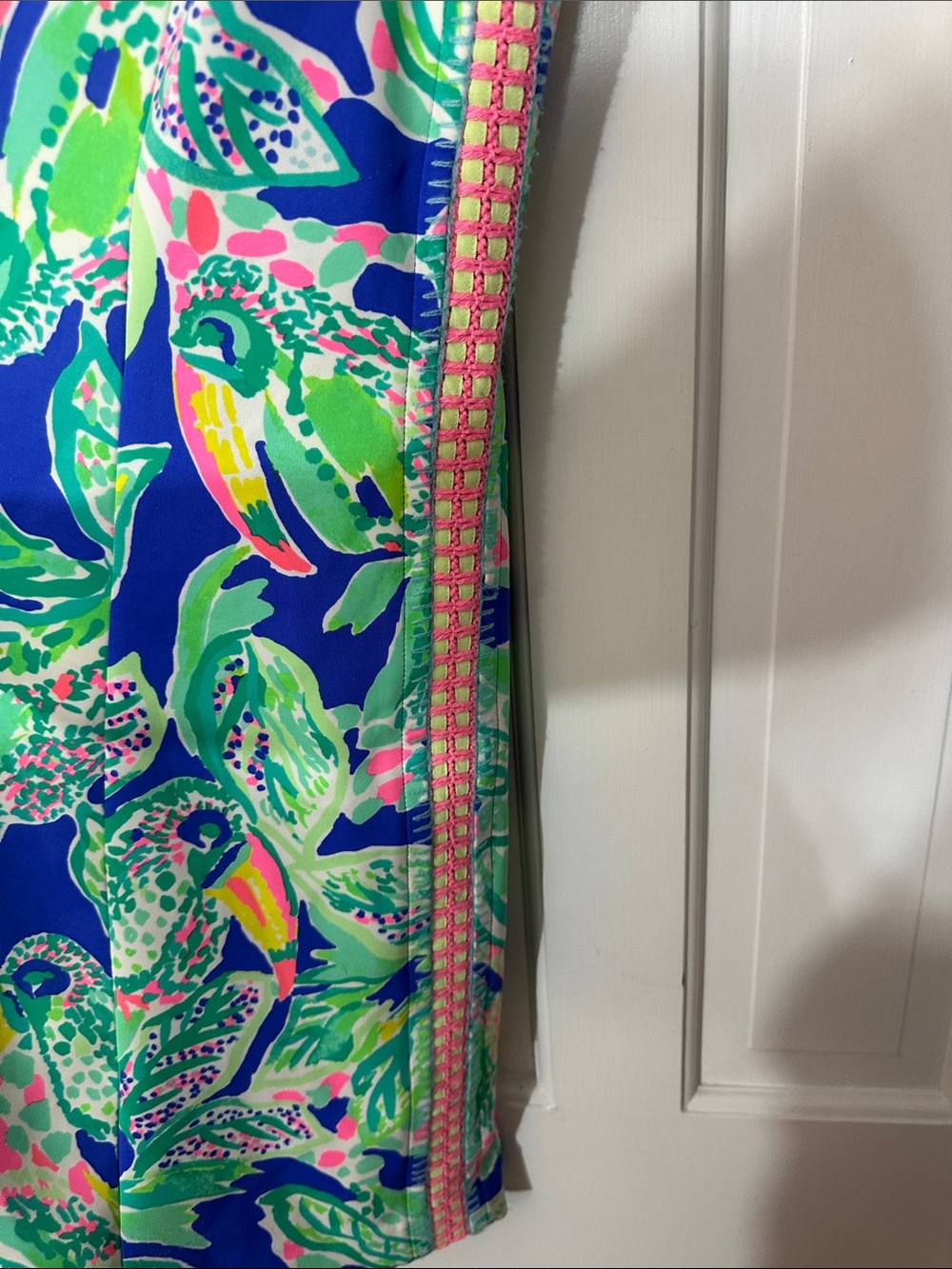 Lilly Pulitzer Mila Shift Dress"  "Beckon Blue Wake Up Call" pattern size large - Picture 2 of 5